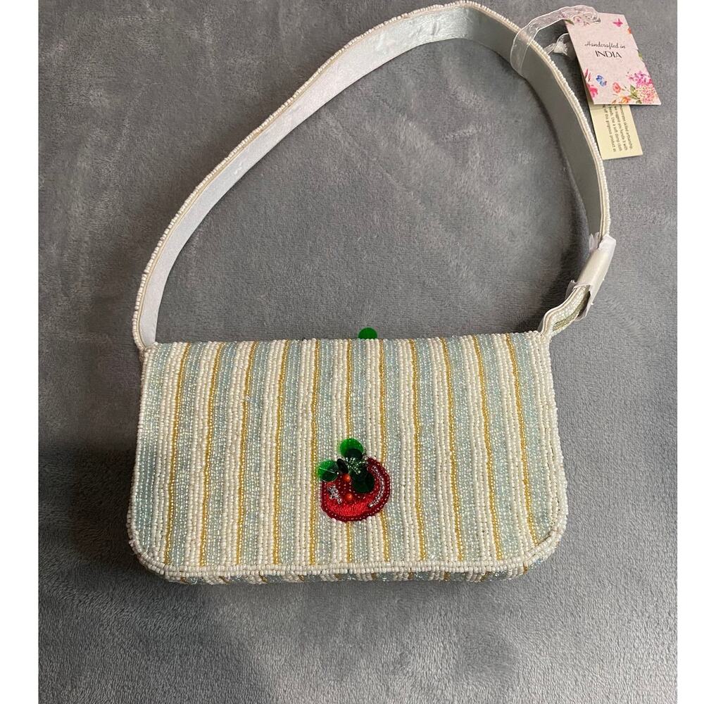 Unbranded Tomato Purse Pastel Striped Beaded Small Coquette Aesthetic NWT - Picture 2 of 10